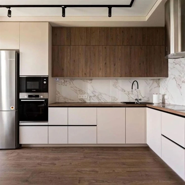 cream kitchen cabinets black granite countertops-03